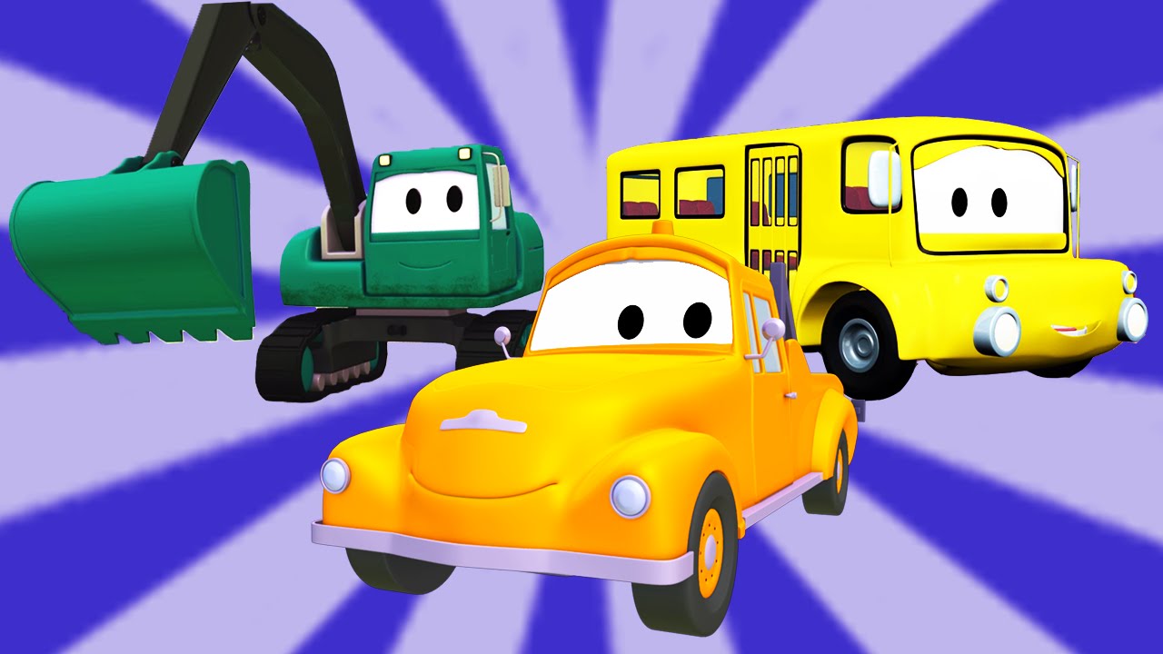 Tom la Grúa, el Autobús y la Excavadora en Car City | Dibujos animados para ninos