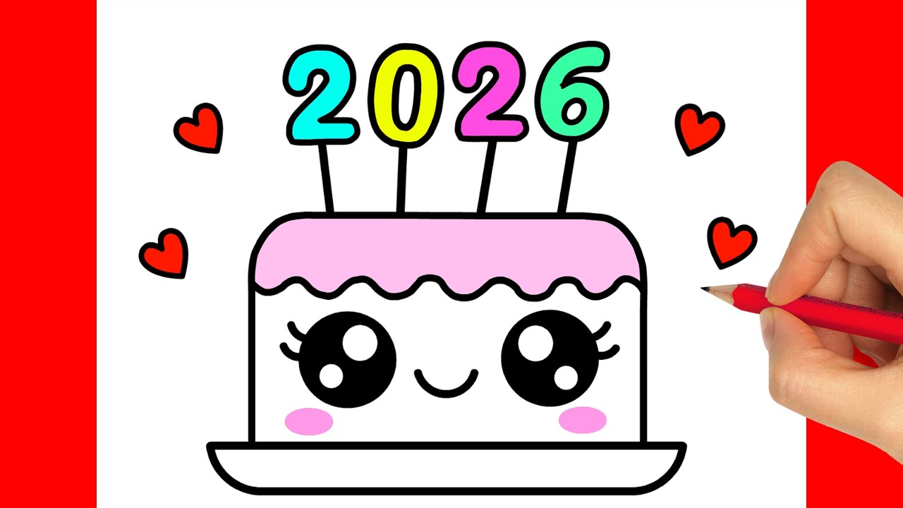 Comment dessiner un joli gâteau (2026) - Dessin et coloriage faciles pour les enfants