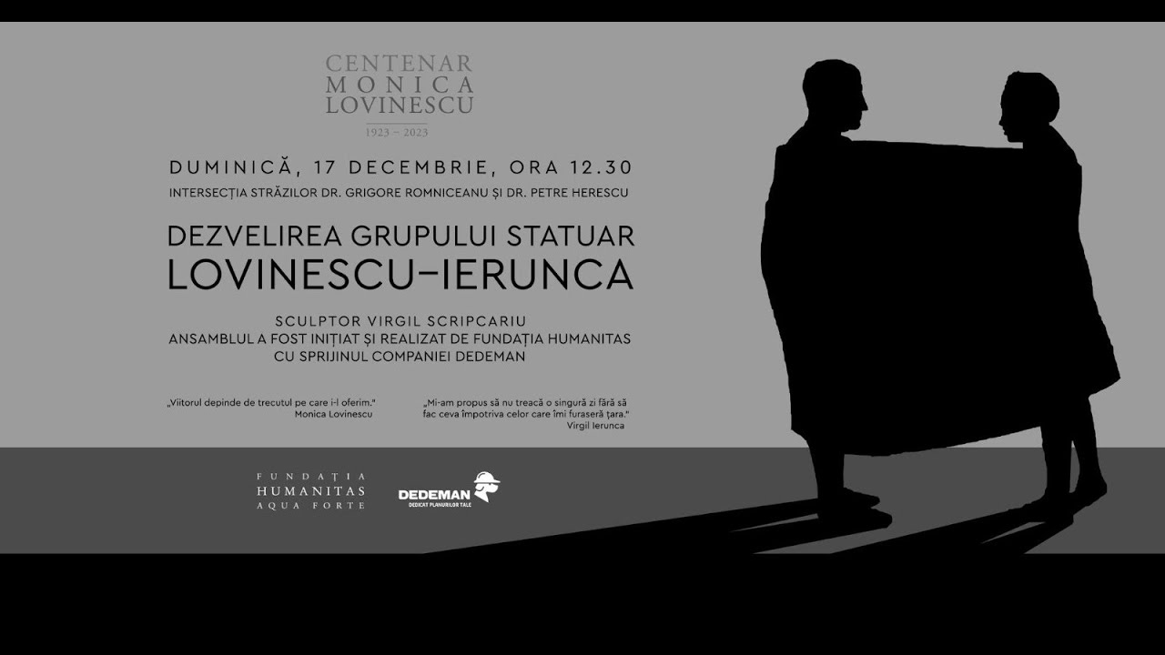 Dezvelirea grupului statuar Monica Lovinescu și Virgil Ierunca, de Virgil Scripcariu, Cotroceni
