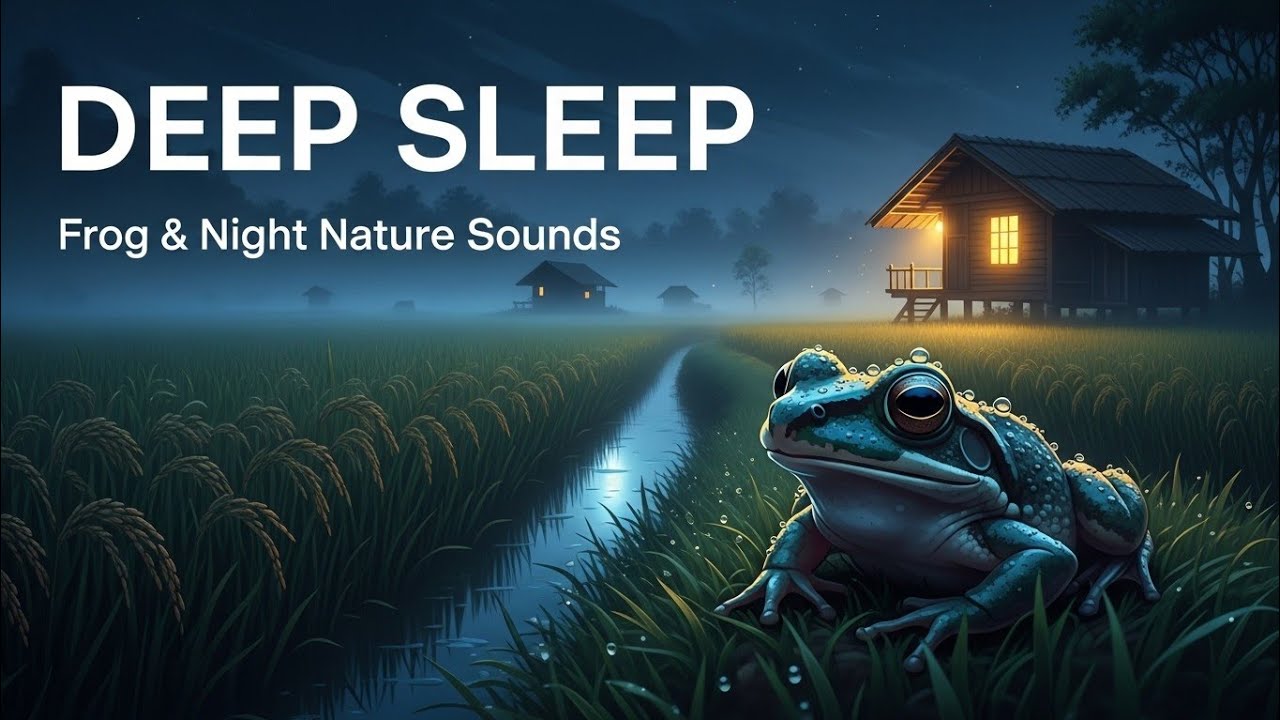 Relaxing Rural Night | Frog Sounds and Calm Village Atmosphere
