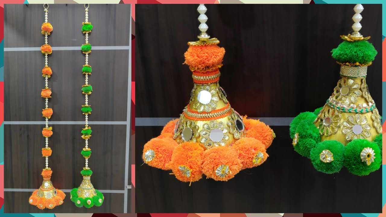 DIY | Pom-Pom Door Hanging | Diwali decoration ideas | Best out of waste