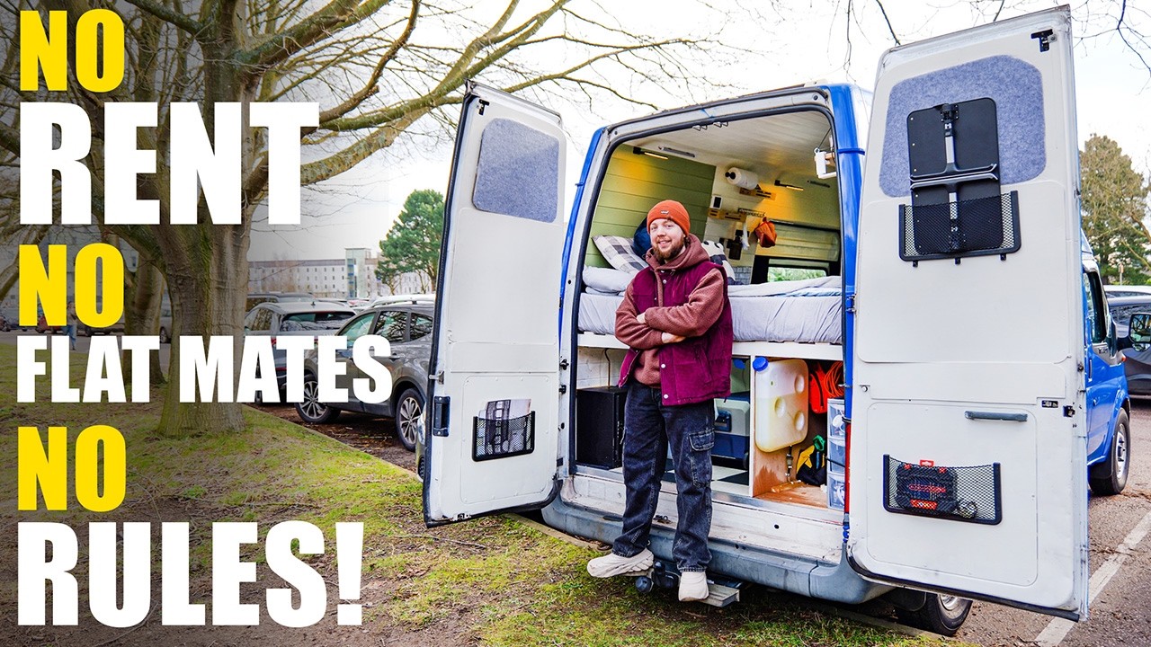£0 Rent! – Uni Student Lives Better Than Most In A Stealthy Van!