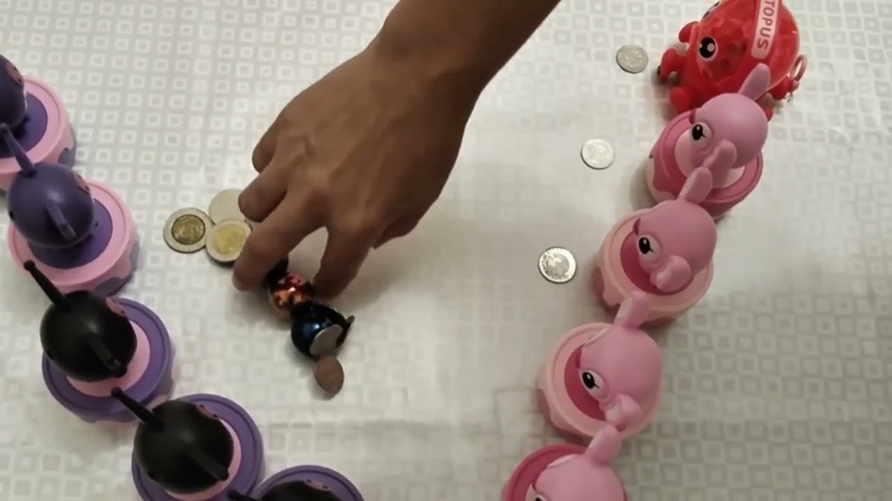 Coin collecting on a magnet with toys ❤️❤️❤️1️⃣2️⃣3️⃣4️⃣5️⃣