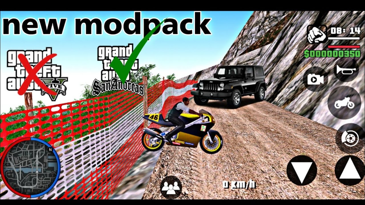 GTA SA HIGH GRAPHICS MODPACK ANDROID MOBILE ONLY 2 GB RAM//GTA V MODPACK FOR GTA SA ANDROID⚡