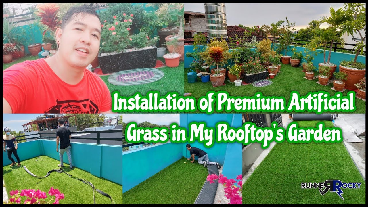 The Installation of Premium Artificial GRASS in My Rooftop's Sky GARDEN | How To Process