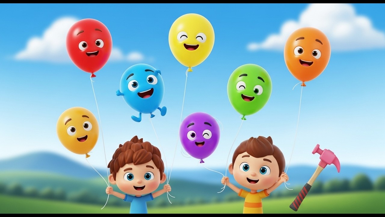 Six Little Toy Balloons Float Float Float | Color & Counting Song for Kids