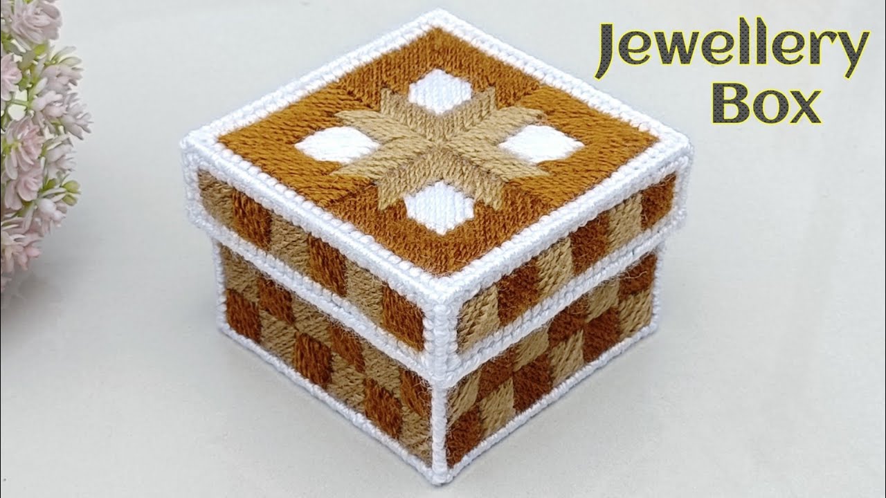 Jewelry Box Making With Wool and Plastic Canvas | Easy Jewelry Box Making Idea | Diy Woolen Crafts