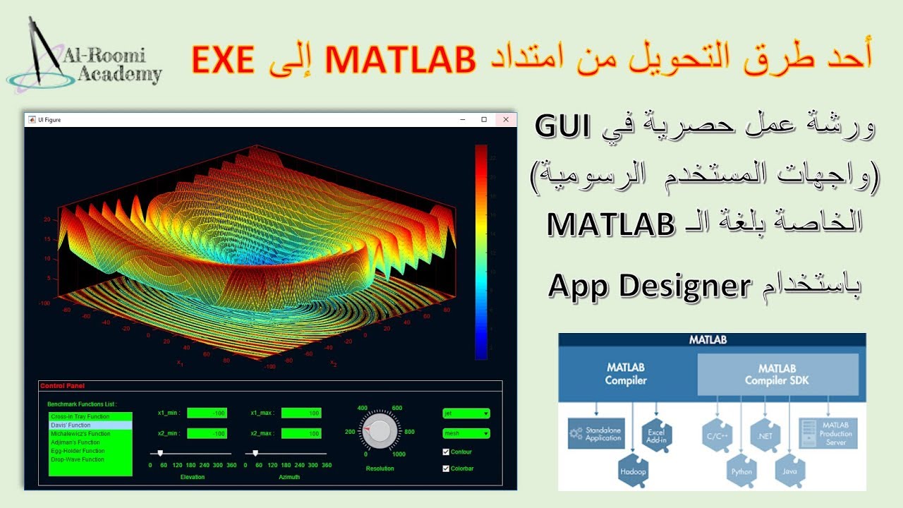 النهاية - 1: تحويل برنامج الرسم ثلاثي الأبعاد إلى تطبيق مستقل App Designer: Compiling MATLAB to EXE