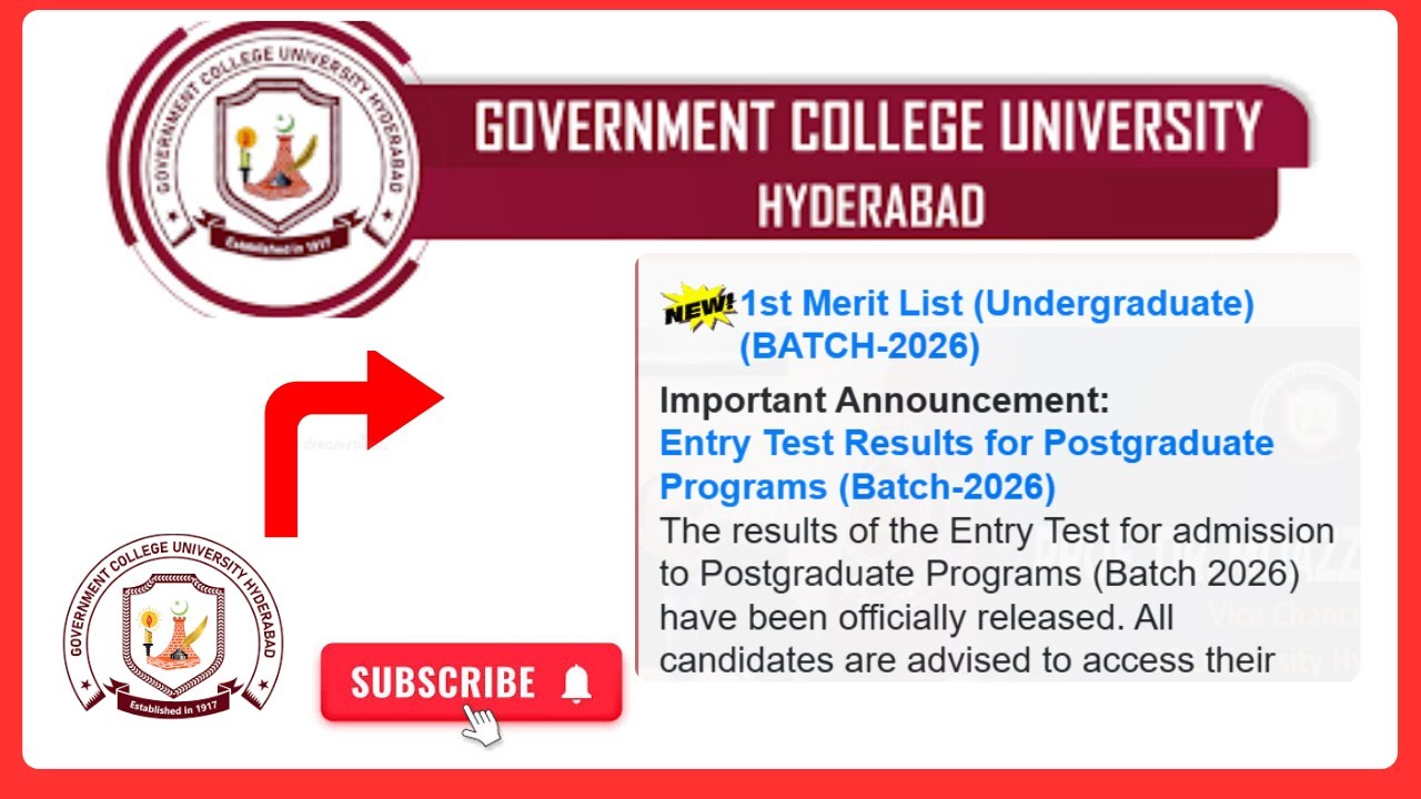 GC University Hyderabad ||'s first provincial merit list has been announced|| 2026.