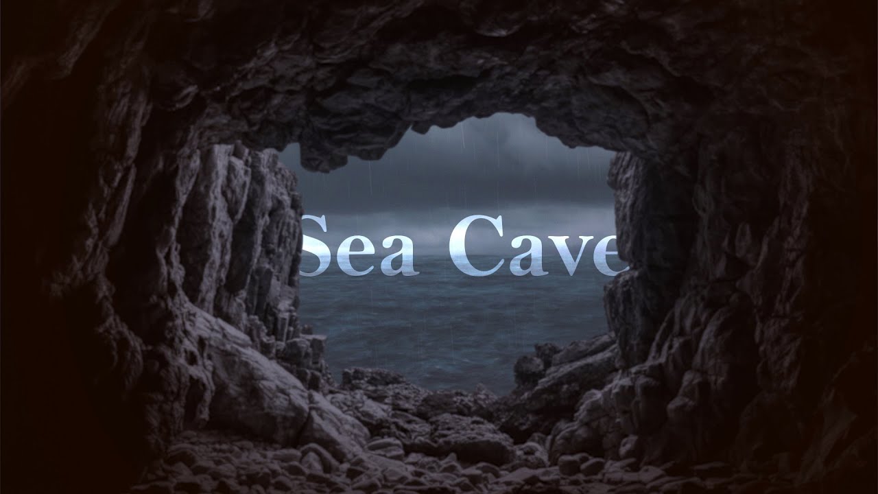 CLIFFTOP SEA CAVE Ambience | OCEAN STORM and BONFIRE