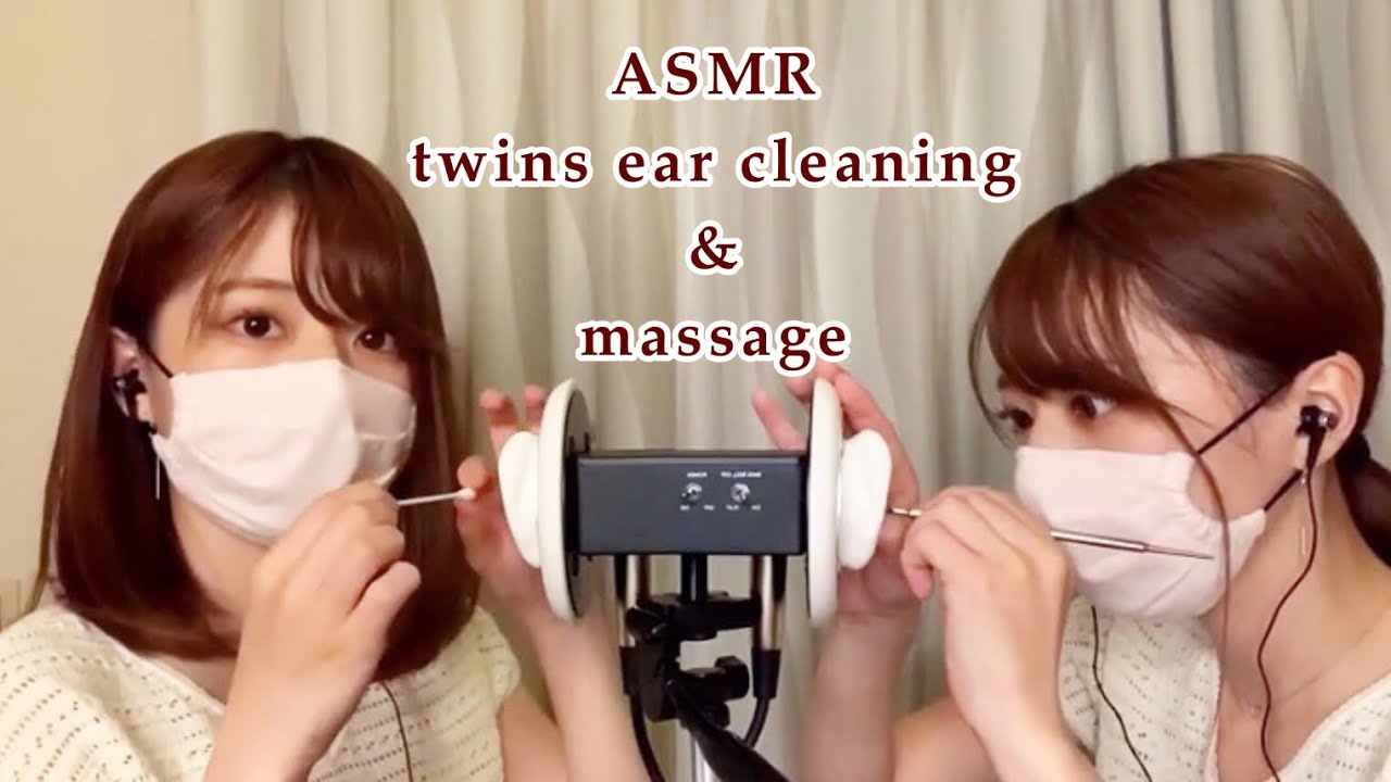 【ASMR】双子が両耳同時に耳かき＆耳マッサージ＆タッピング👂/ Twins  Ear cleaning&massage&tapping/쌍둥이 귀이개&마사지 (声なし：No Talking)