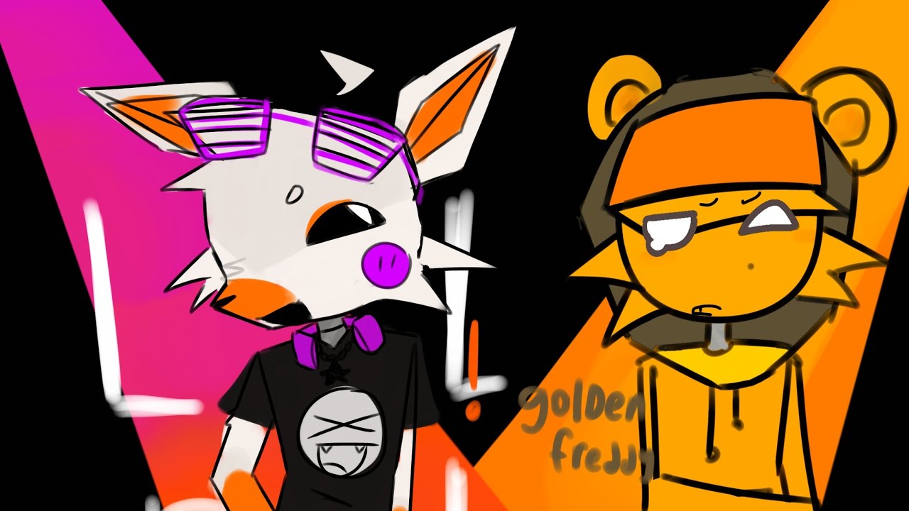 Drawing lolbit and golden freddy in my AU also b-day vid :3