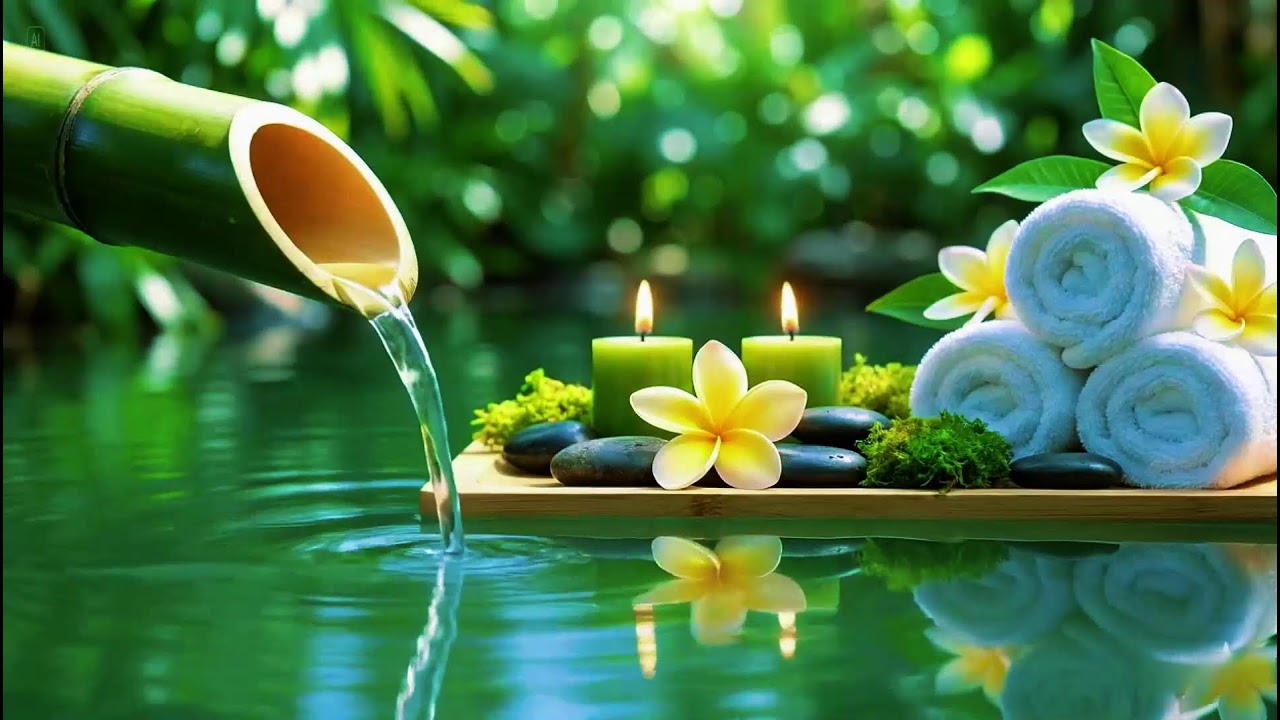 Relaxing Sleep Music with Bamboo Water Sounds 🌿Deep Sleep & Healing Music Anxiety Relief, Spa, Yoga