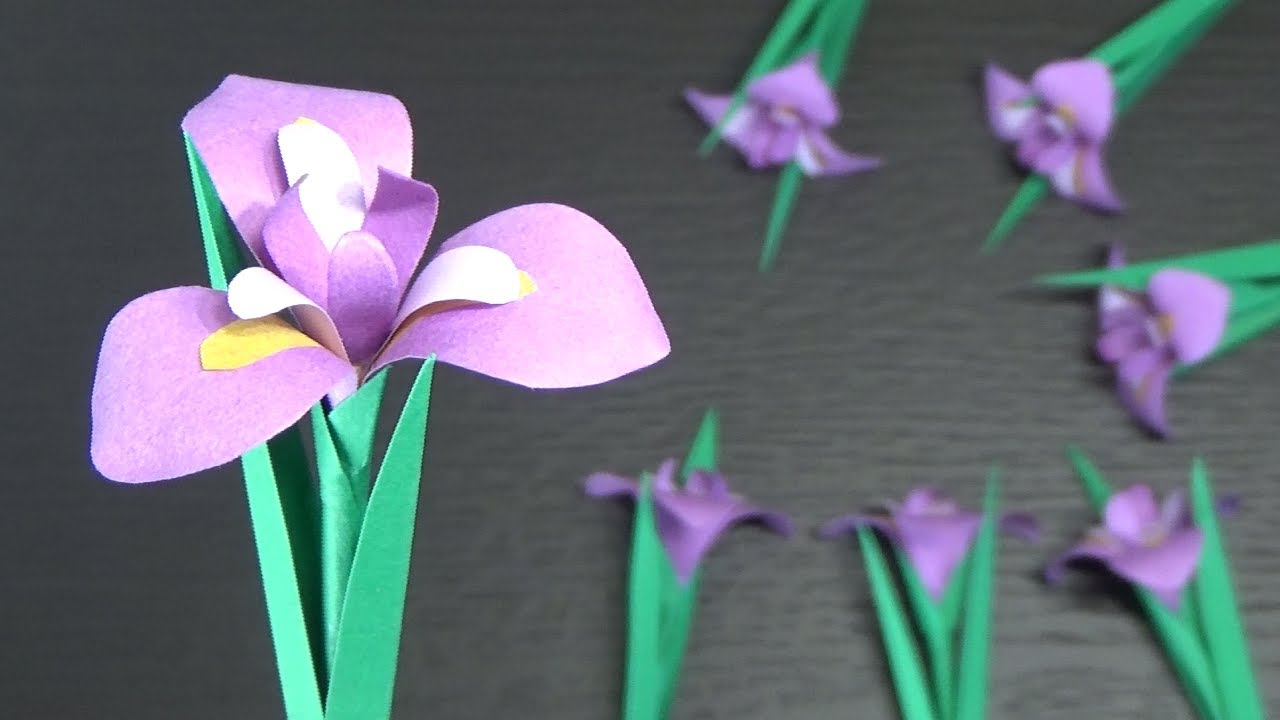 （ペーパーフラワー）子供の日の飾り　ミニサイズ！　菖蒲の花の作り方【DIY】(Paper flower)Mini size!　iris