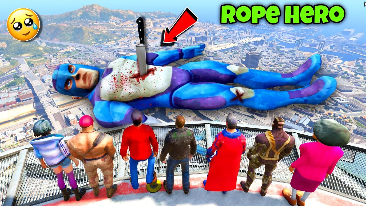 RIP Rope Hero! Rope Hero Killed In Hide And Seek Play | Rope Hero Vice Town Gta 5 | Black spider 2.0