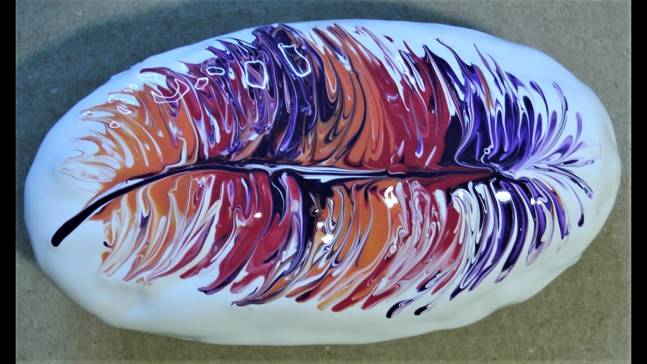 Steine bemalen, Acrylic Pouring on a Rock, Acryl gießen.