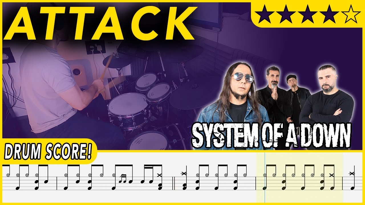 Attack - System Of A Down | DRUM SCORE Sheet Music | #374 DRUMSCRIBE