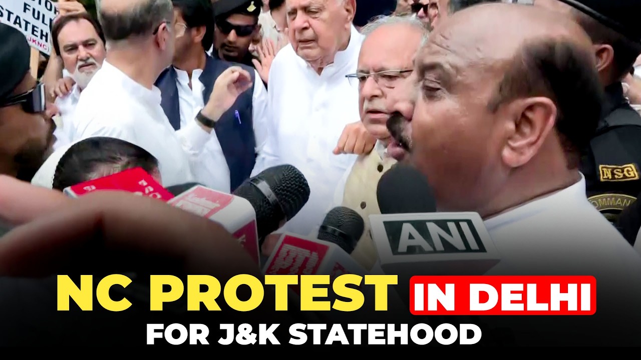 Farooq Abdullah Lead National Conference's J&K Statehood Protest at Delhi's Jantar Mantar | Congress