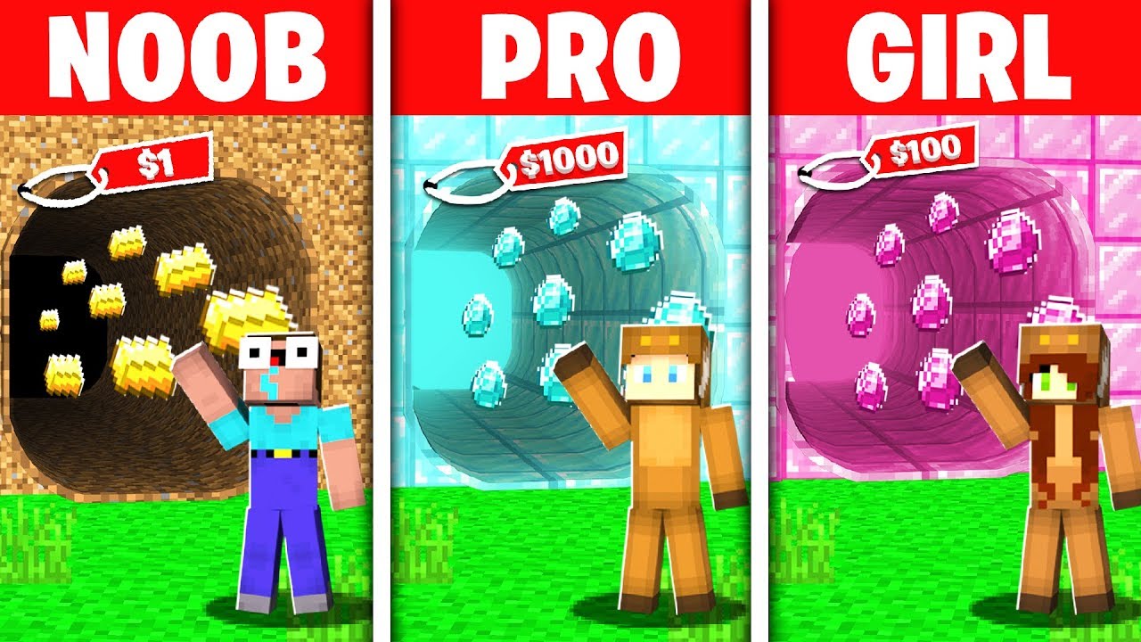 NOOB vs PRO vs GIRL FRIEND FIRST ONE TO MINE 1,000,000 DIAMONDS Wins $1,000! (Minecraft Challenge)
