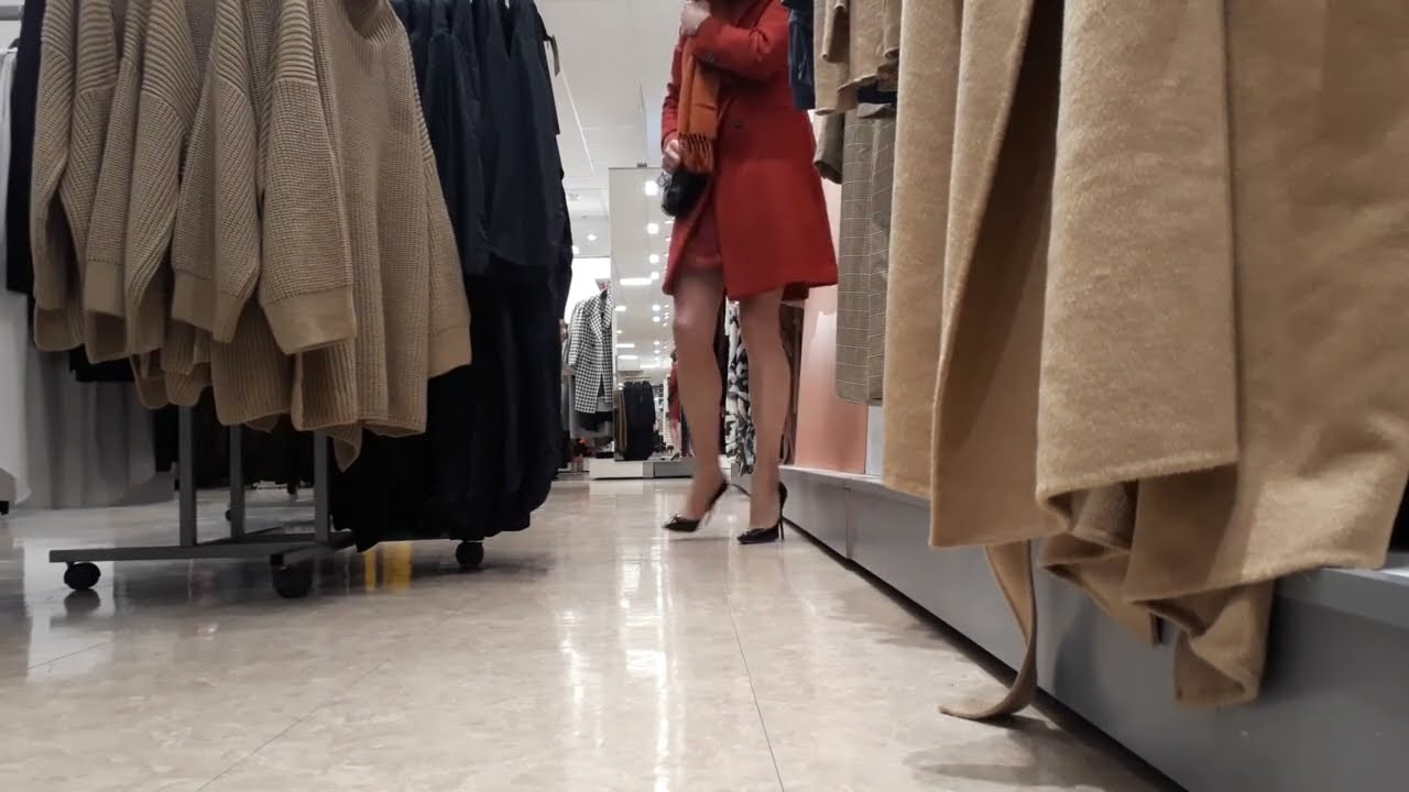 Leggy Crossdresser in Clothes Store.