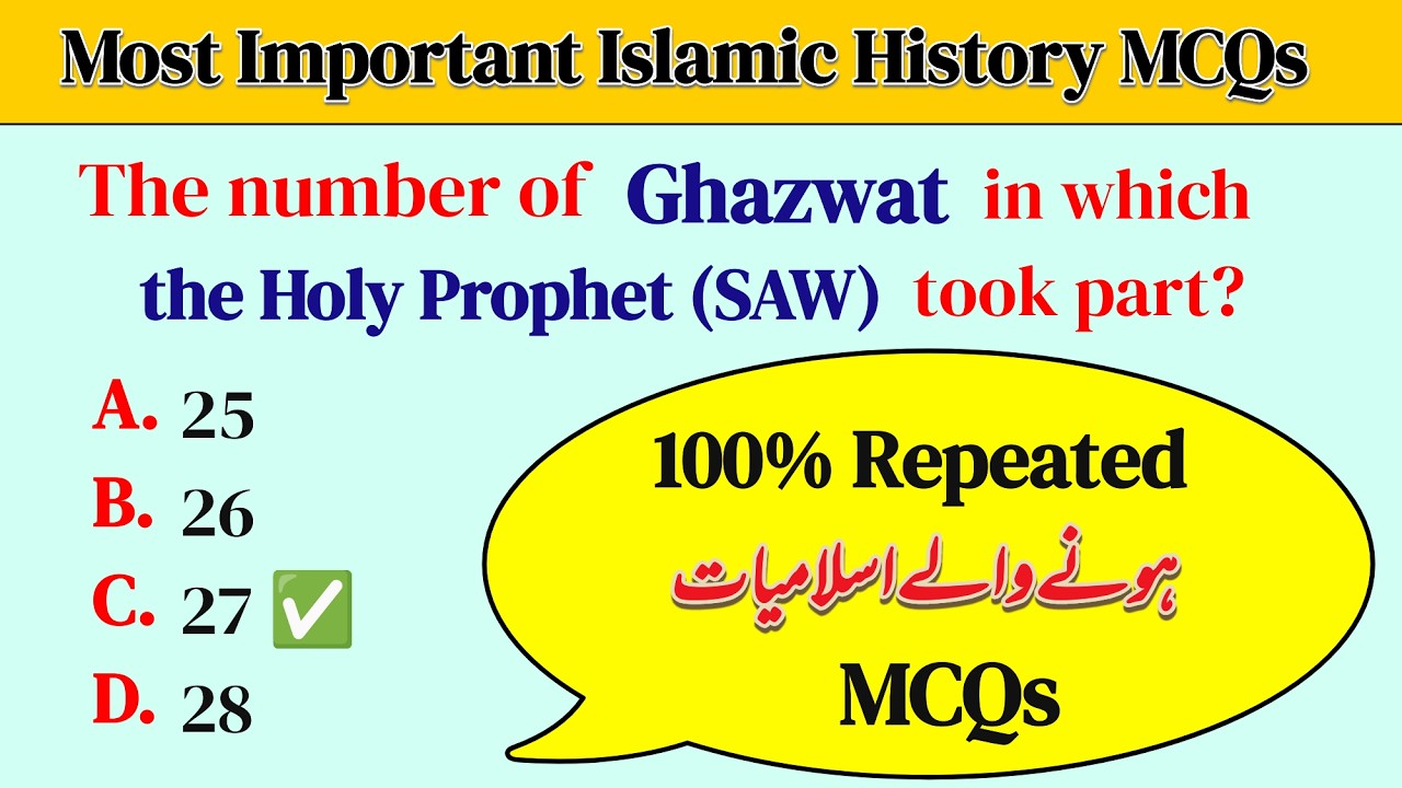 Most Important Islamic History MCQs | Top Islamiyat  History MCQs  2026 CSS PMS PPSC