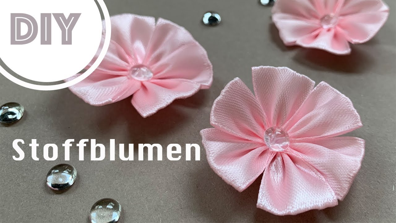 DIY Tutorial Hübsche Stoffblumen aus Satinband selber machen / Fabric Flower Ribbon