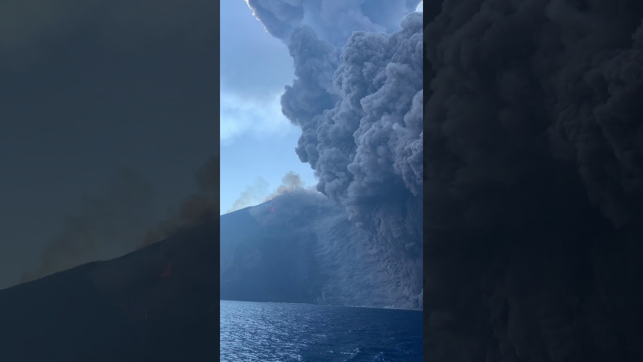 Boaters Get Close Look at Stromboli Island's Volcano Eruption