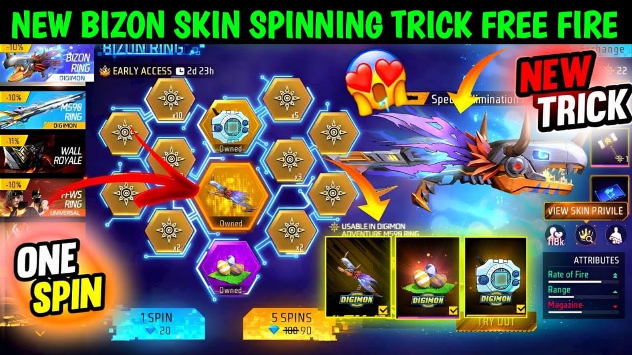 Bizon Ring Event Spin Trick | Bizon Ring X Digimon M590 Ring Event FreeFire |FreeFire New EventTamil