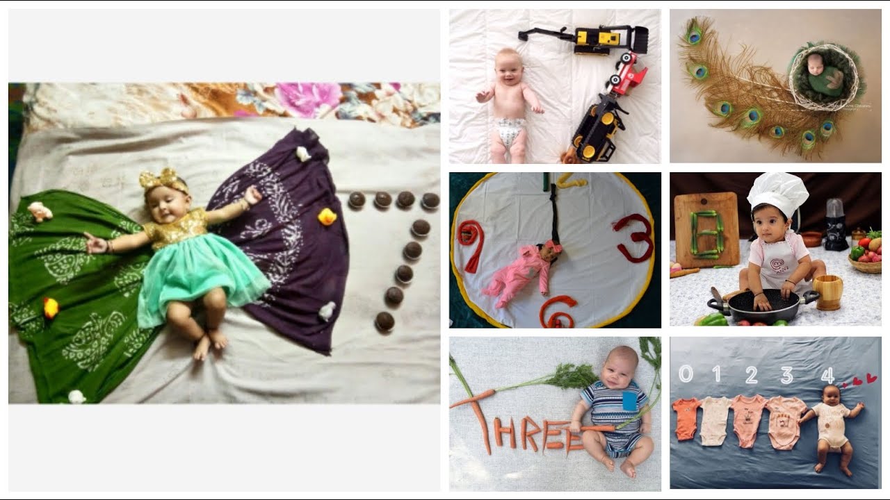 Creative baby Monthly birthday/ celebration photoshoot idea at home||1to12 month# Easy method frame