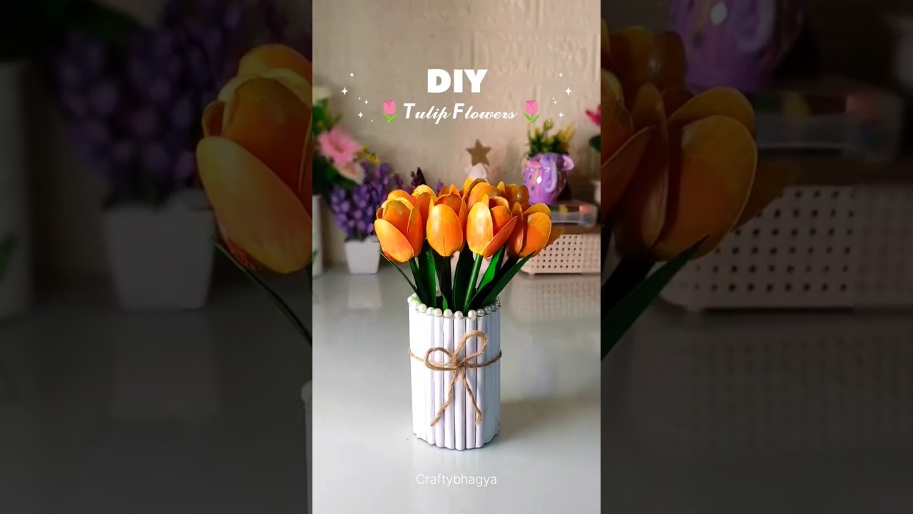 DIY Tulip Flower's | Plastic spoon crafts ideas🌷✨#diy #homedecor #shorts