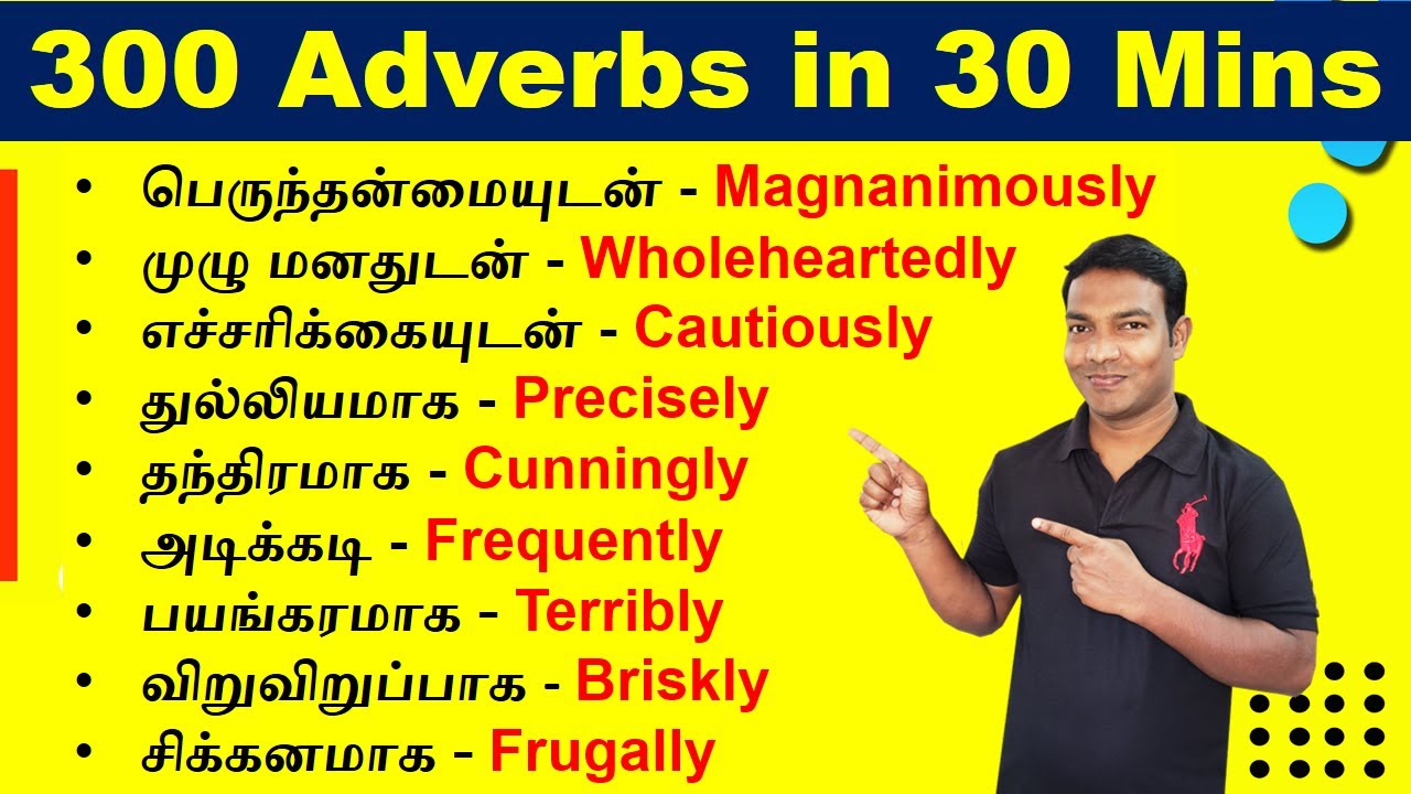Spoken English in Tamil for beginners | English vocabulary with meaning in Tamil | Adverbs in Tamil