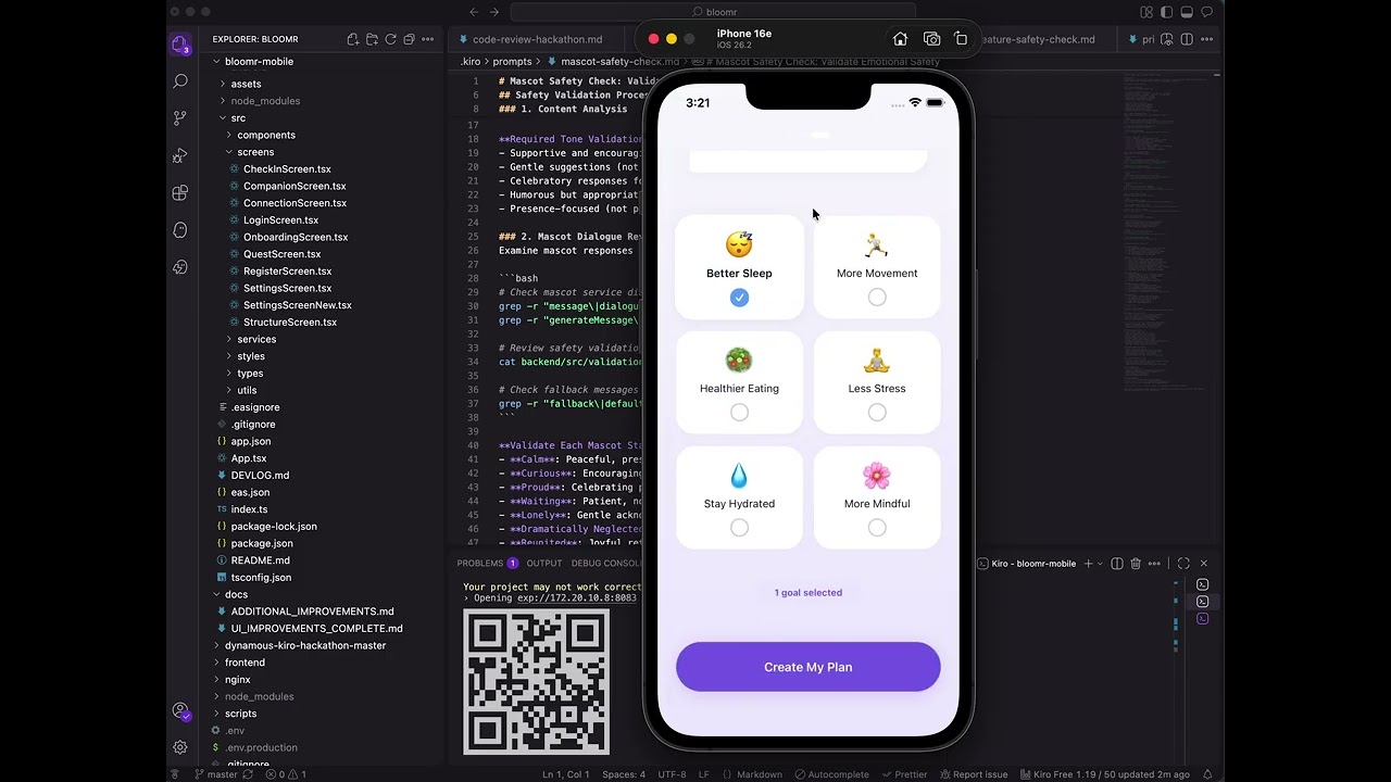 Bloomr: AI Wellness App with Emotional Safety