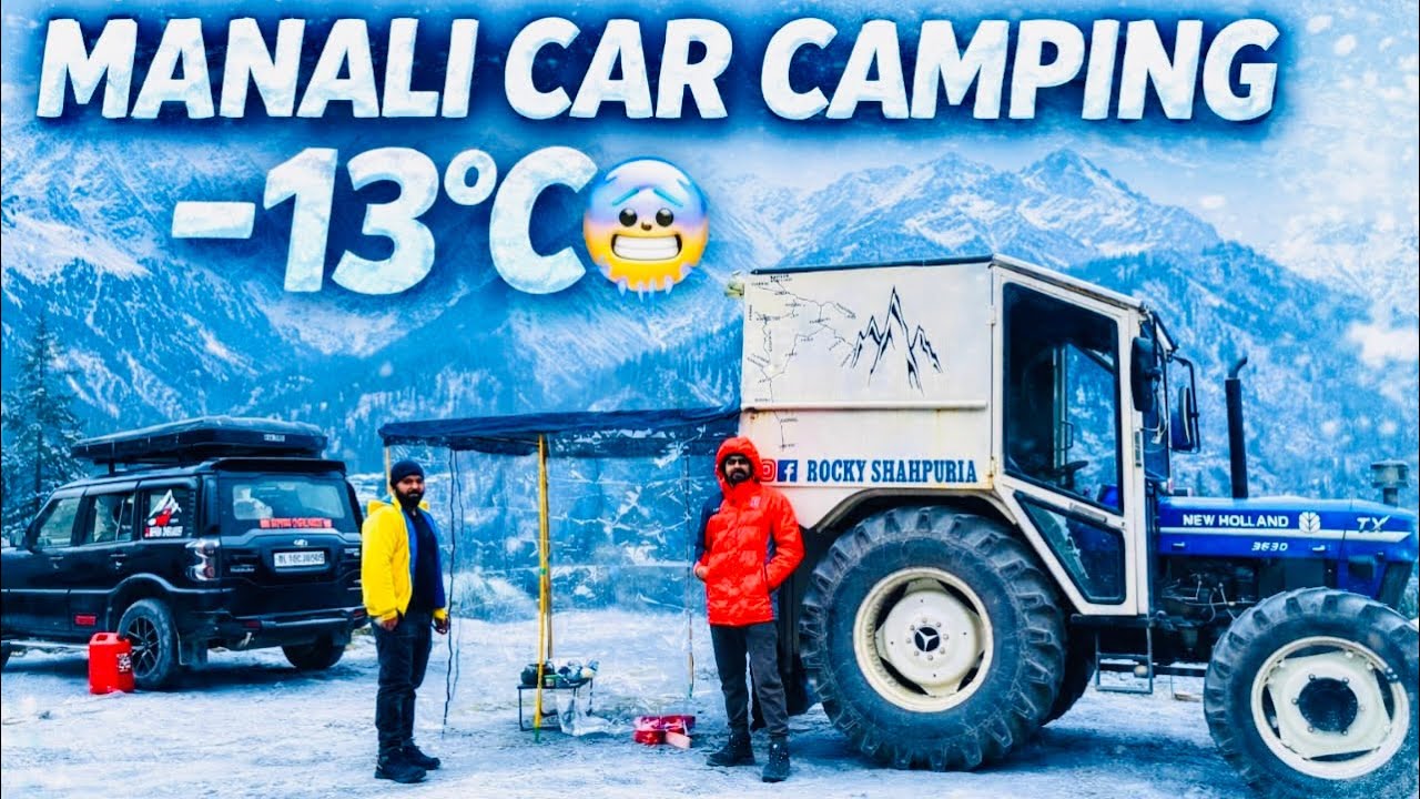 सोलांग में की ट्रैक्टर ग्रुप कैंपिंग 🏕️ | @befikraoverlander TRACTOR CARAVAN ONLY ONE IN INDIA 