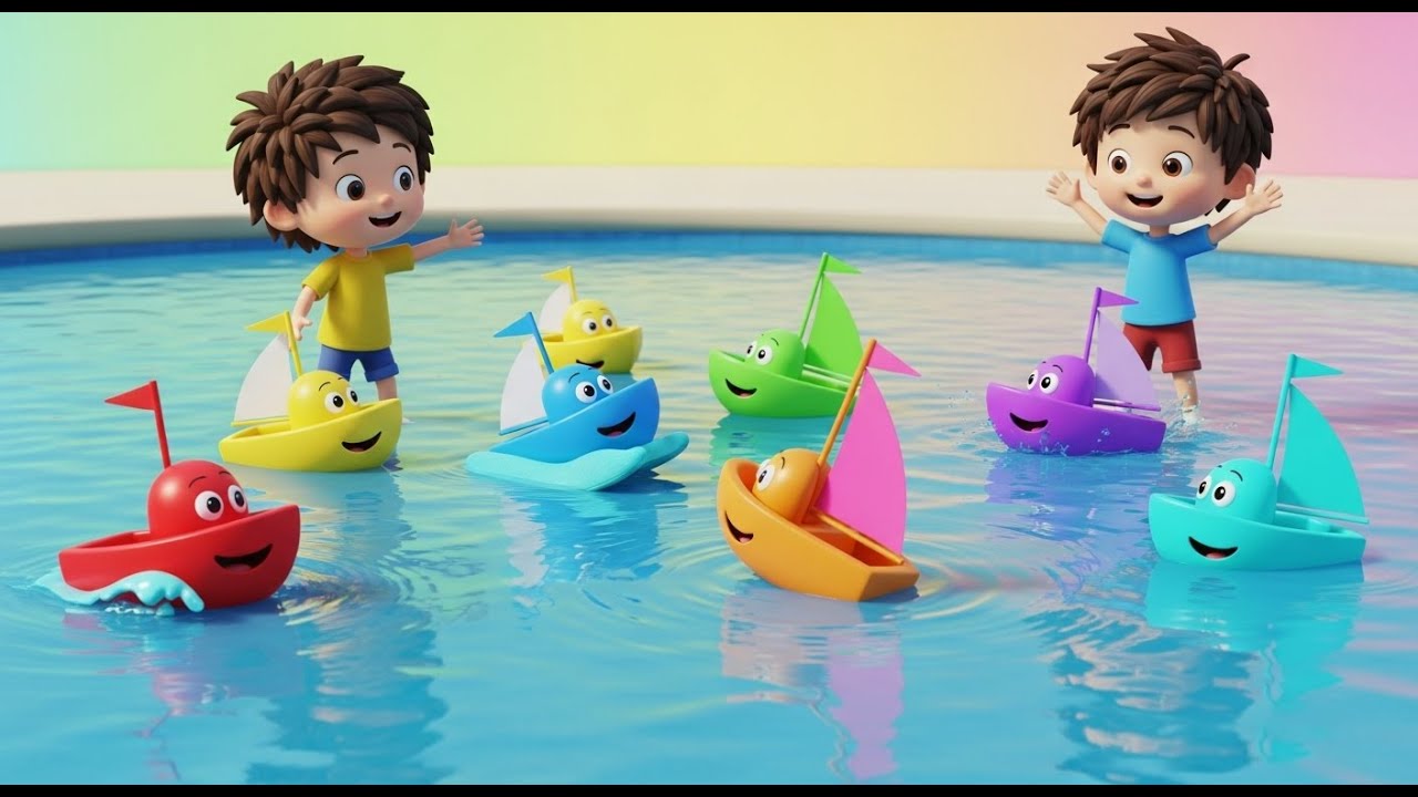 Oito Barquinhos de Brinquedo Navegam no Mar | Música de Barco e Números para Crianças