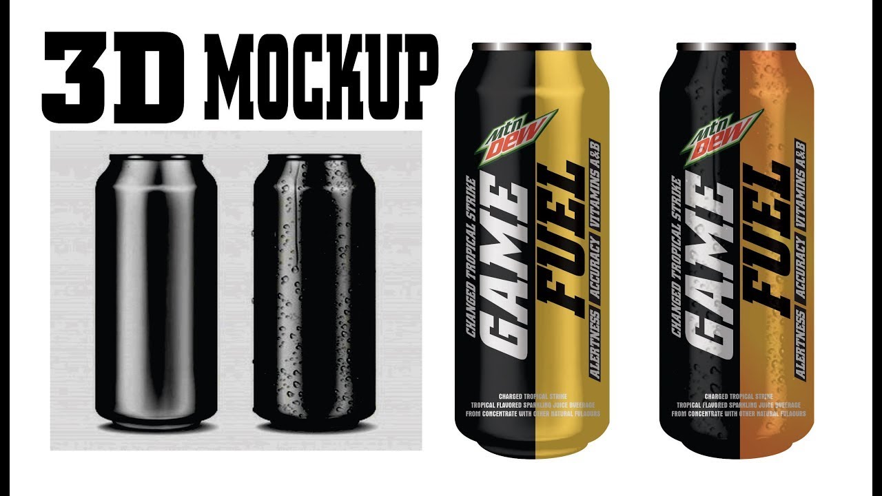Game Fuel Soda 3D Mockup Design Tutorial Using coreldraw - Ahsan Sabri