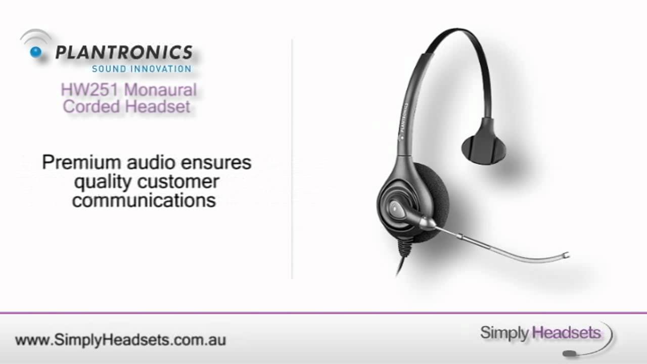Plantronics HW251 SupraPlus Monaural Corded Headset Video Overview