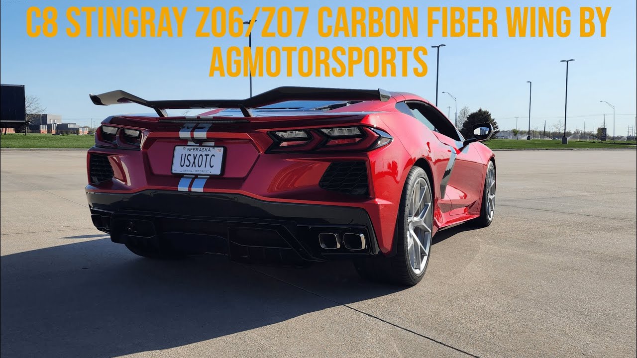 C8 Corvette Z06/Z07 2 Post Carbon Fiber Wing by AGMotorsports Install & Overall Review w/ X-Brace