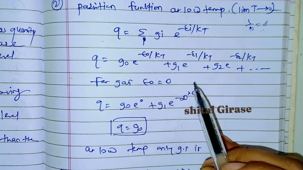 Partition function stastical thermodynamics msc chemistry 