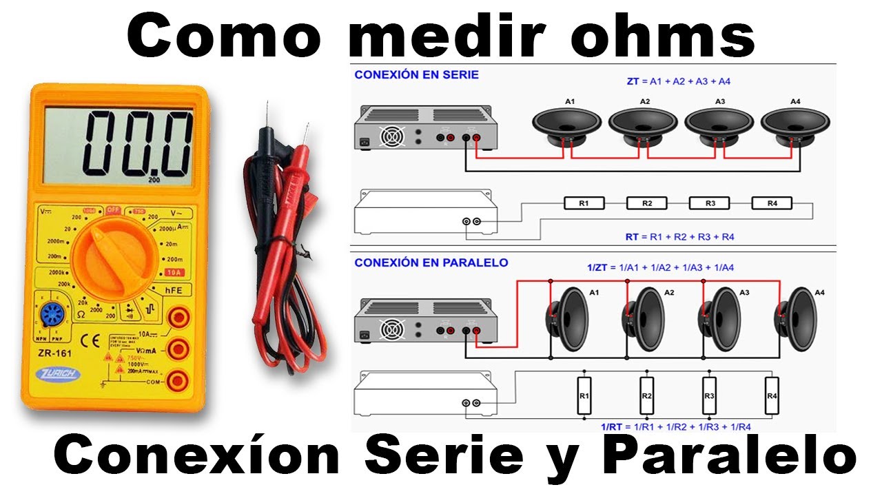 Como Medir Ohms de Altavoces: PARLANTES Conexión Serie y Paralelo