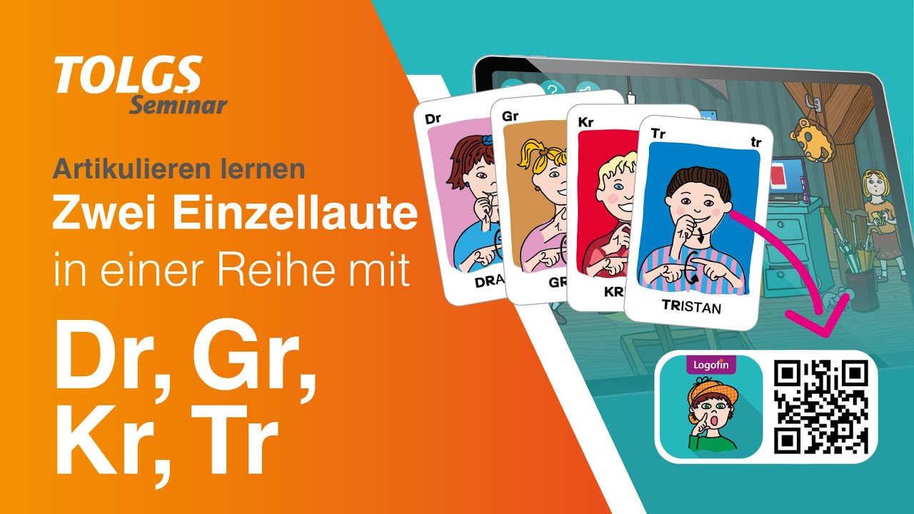 Sprechen lernen – Zwei Einzellaute in einer Reihe mit „Dr, Gr, Kr, Tr“ üben–in der Artikulations-App