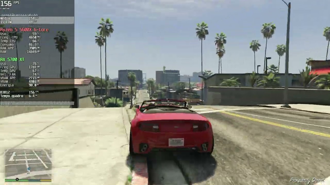 GTA V Enhanced Mínimo | Ryzen 5 5600X | RX 5700 XT | 32gb de RAM