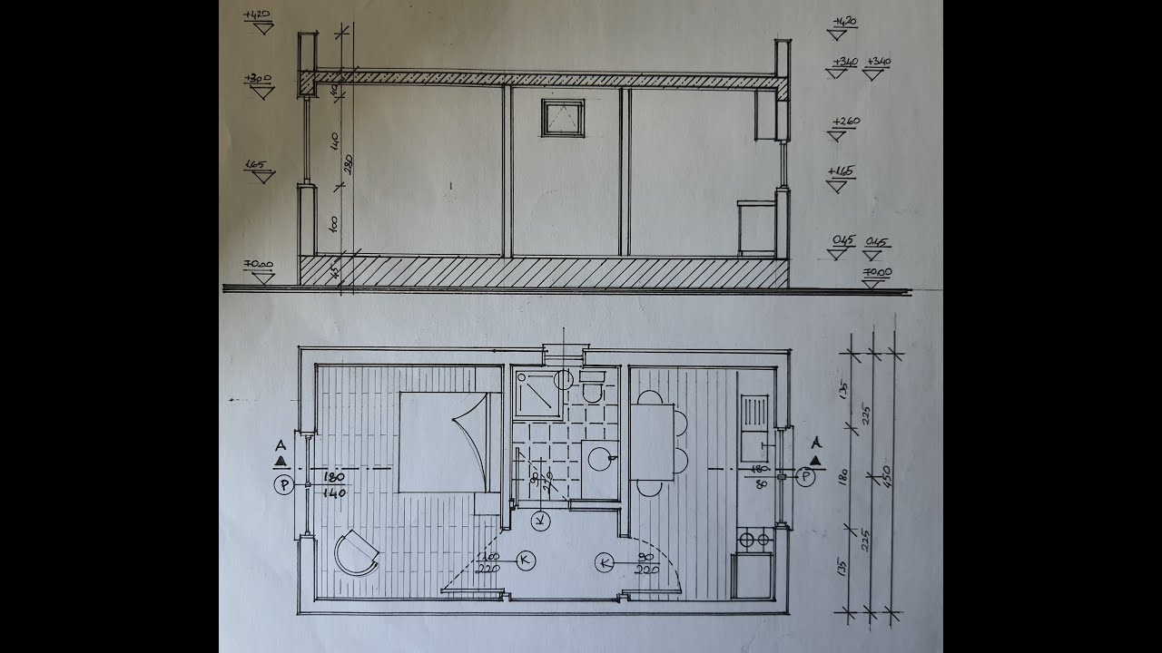 Elde Mimari plan kesit çizimi (1/100)