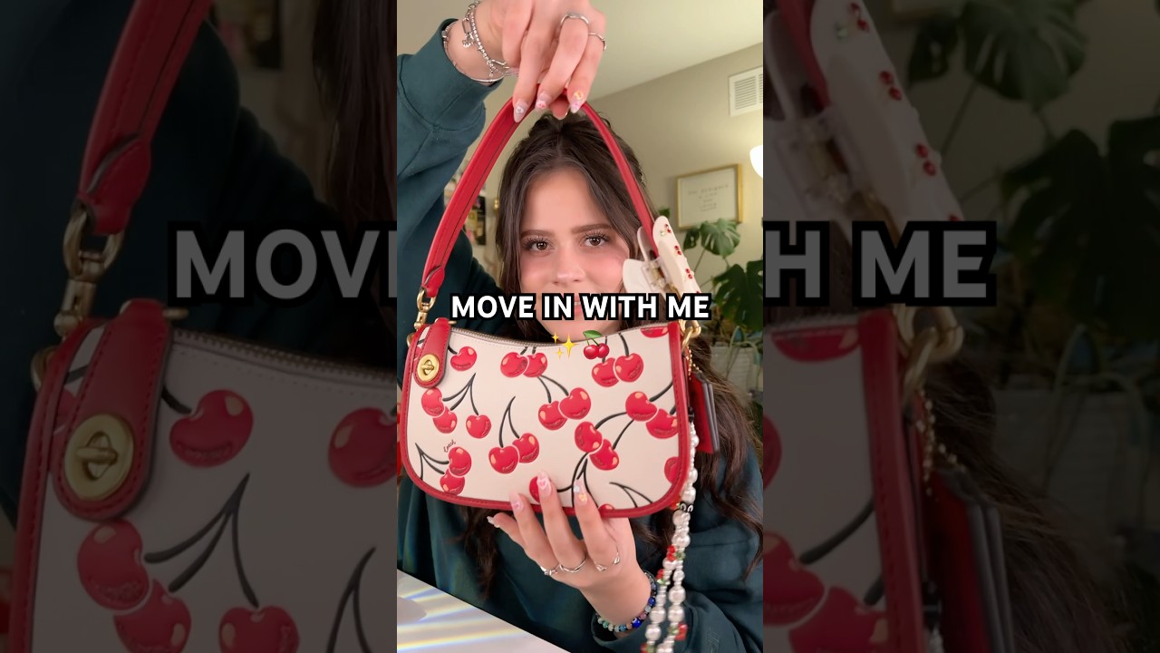 MOVE INTO MY CHERRY COACH BAG✨🍒 (i love it so much) #youtubeshorts #shorts #coachbag