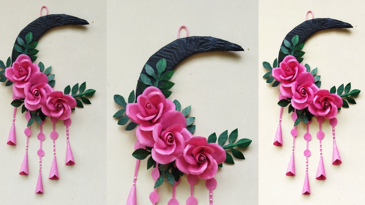 Hiasan dinding cantik dari plastik kresek | Bunga mawar dari plastik kresek | DIY WALL HANGING