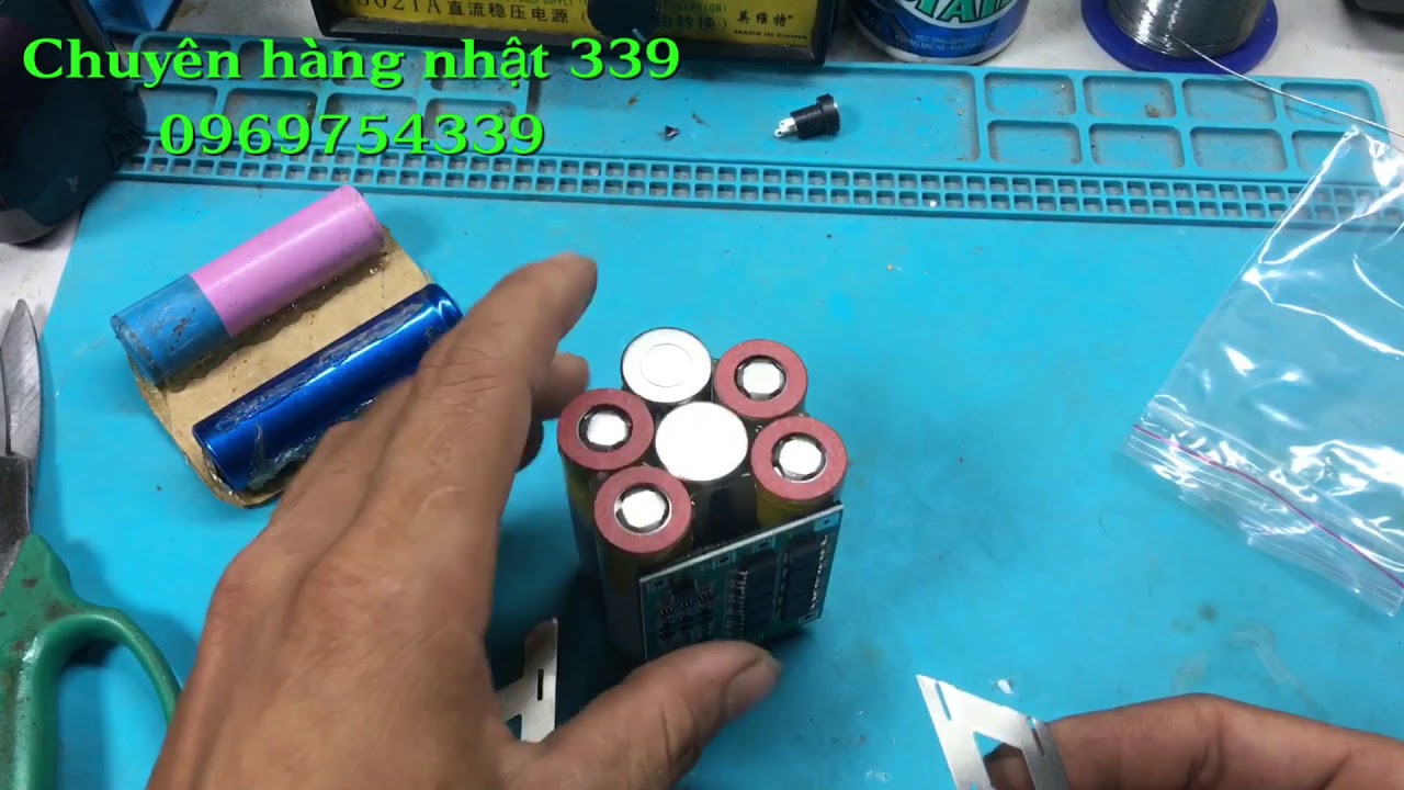 Đóng pin 3s-2p 5Ah cho máy. Hitachi 12V dùng pin Lishen 2500mAh
