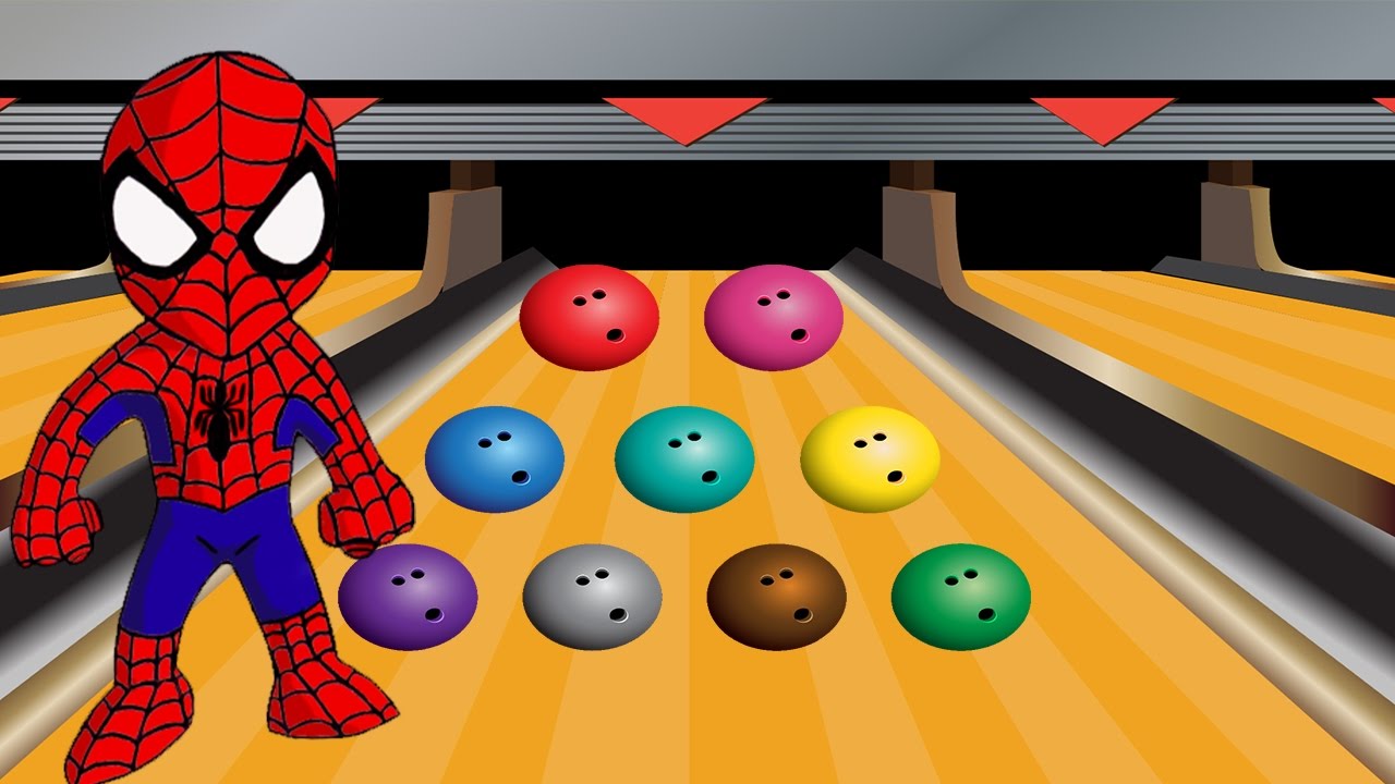 Colors For Children to learn with spiderman Bowling - LEARN COLORS & NUMBERS! ❤️