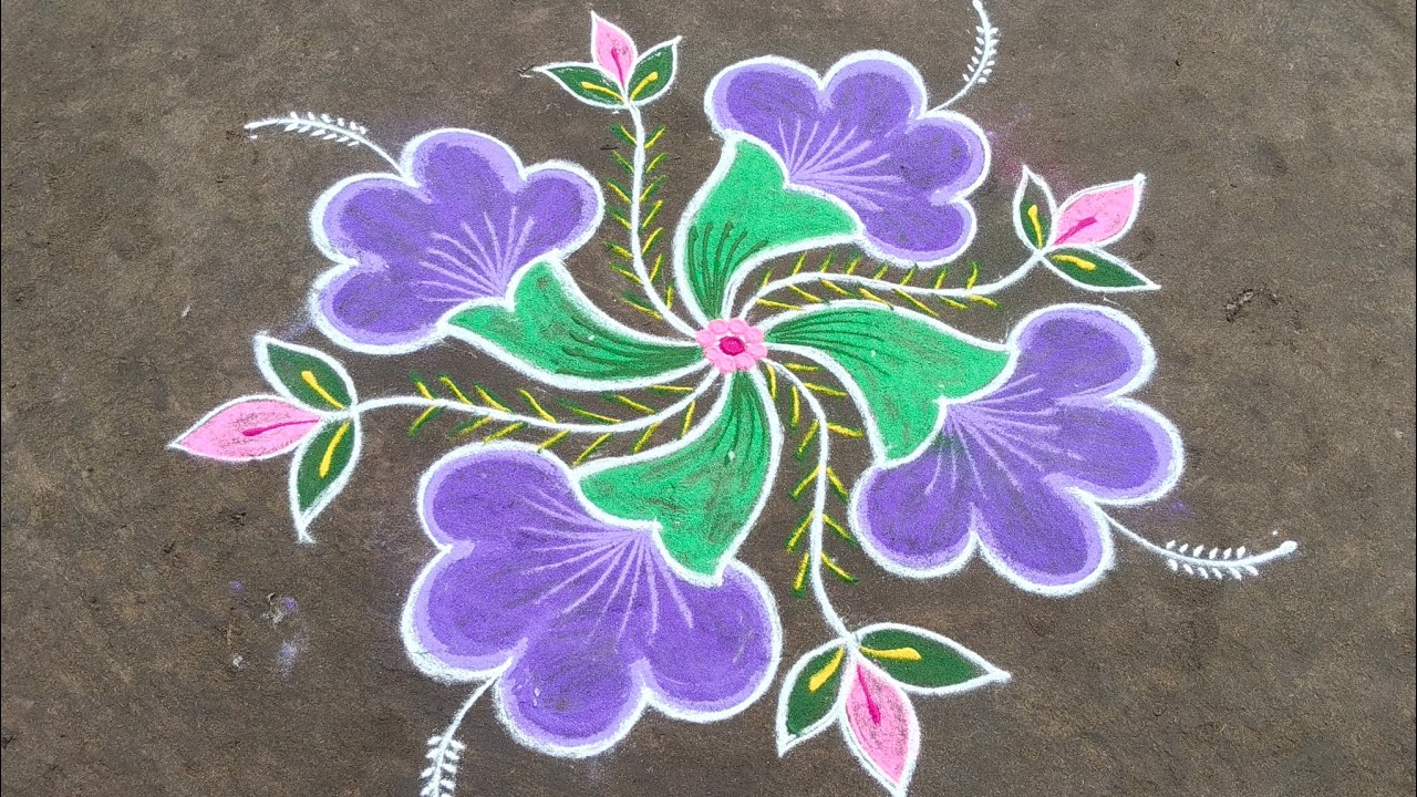 Flowers rangoli kolam 5*1/ masi matham special Rangoli kolam 