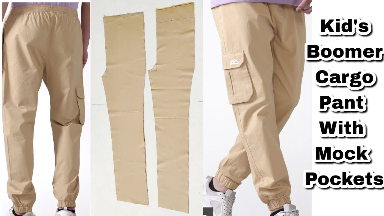 Kids Cargo Pant With Mock Pockets,Side pocket cargo,Pant cutting and stitching, Designer pocket pant