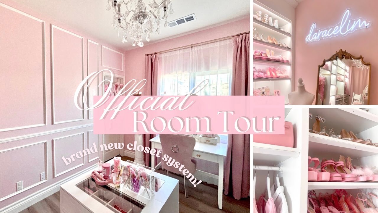 OFFICIAL ROOM TOUR | ENTIRELY NEW CUSTOM CLOSET SYSTEM | PINK THEMED