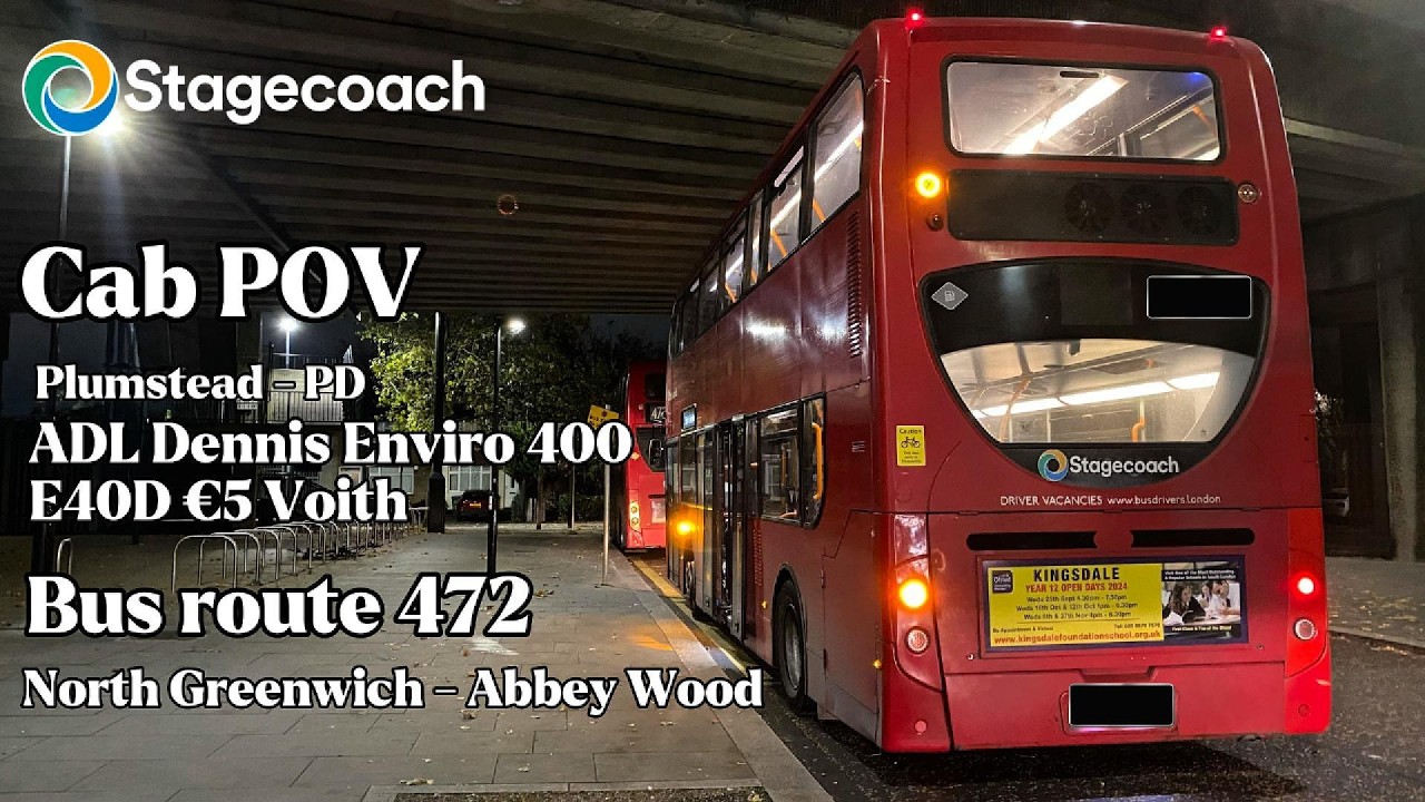 Cab POV: Stagecoach London | Route 472 - North Greenwich to Abbey Wood station | ADL Enviro 400 E40D